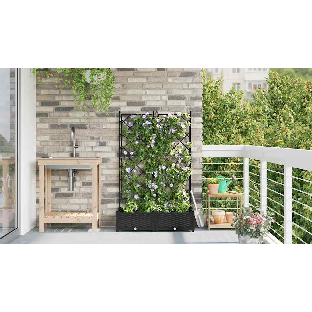 vidaXL Garden Planter 2 pcs Black 80 x 40 x 125.5 cm PP 4