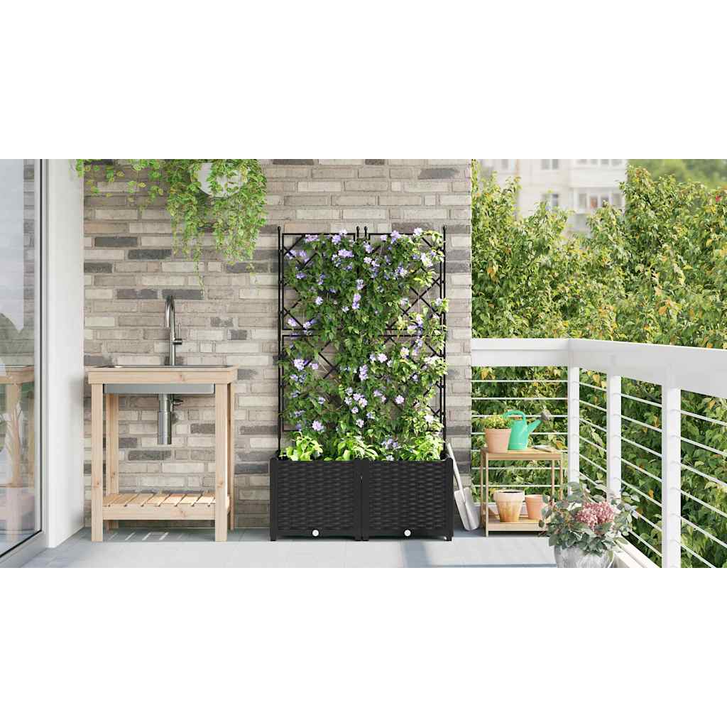 vidaXL Garden Planter 2 pcs Black 80 x 40 x 143 cm PP 4