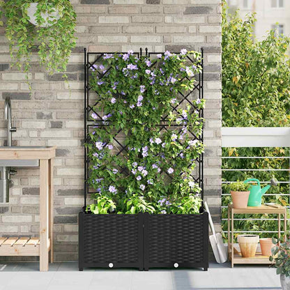 vidaXL Garden Planter 2 pcs Black 80 x 40 x 143 cm PP 1