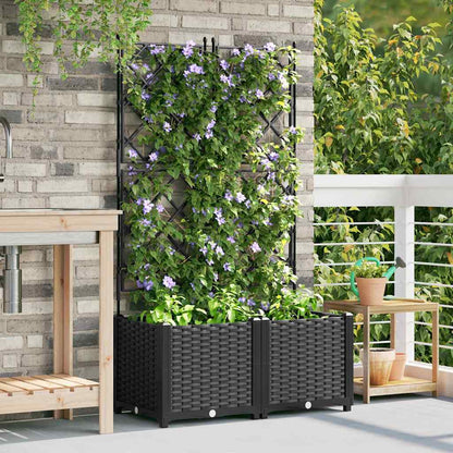 vidaXL Garden Planter 2 pcs Black 80 x 40 x 143 cm PP 3