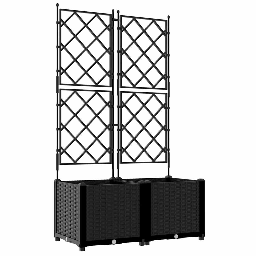 vidaXL Garden Planter 2 pcs Black 80 x 40 x 143 cm PP 2