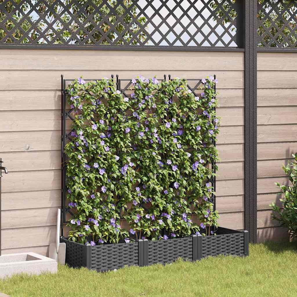 vidaXL Garden Planter 3 pcs Black 120 x 40 x 125.5 cm PP 1