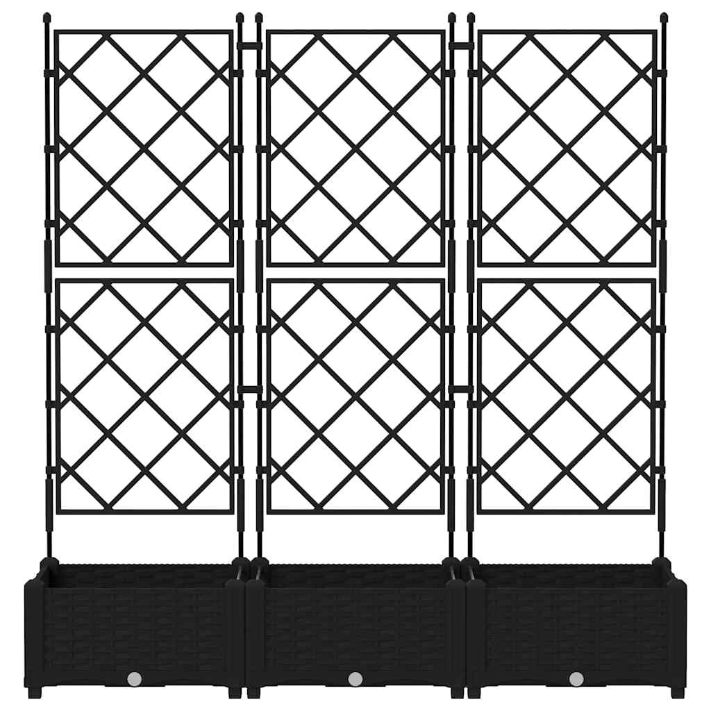 vidaXL Garden Planter 3 pcs Black 120 x 40 x 125.5 cm PP 5