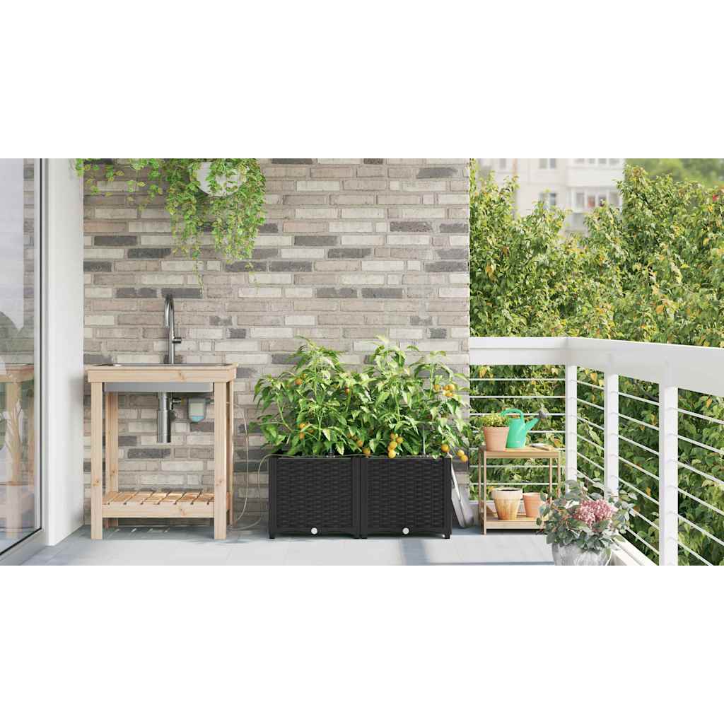 vidaXL Garden Planter 2 pcs Black 80 x 40 x 37.5 cm PP 4