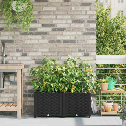vidaXL Garden Planter 2 pcs Black 80 x 40 x 37.5 cm PP 1