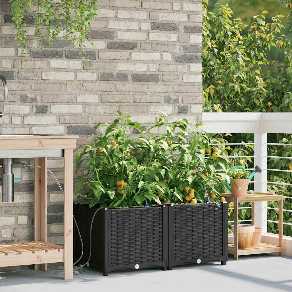 vidaXL Garden Planter 2 pcs Black 80 x 40 x 37.5 cm PP 3