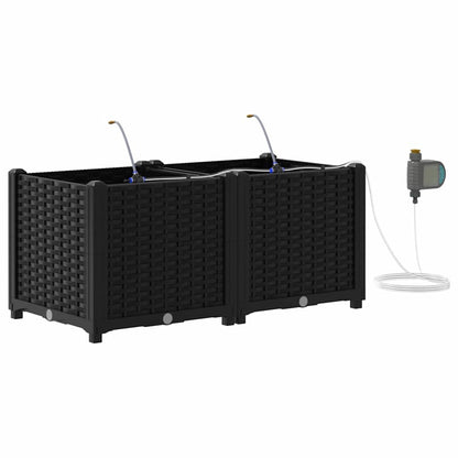 vidaXL Garden Planter 2 pcs Black 80 x 40 x 37.5 cm PP 2