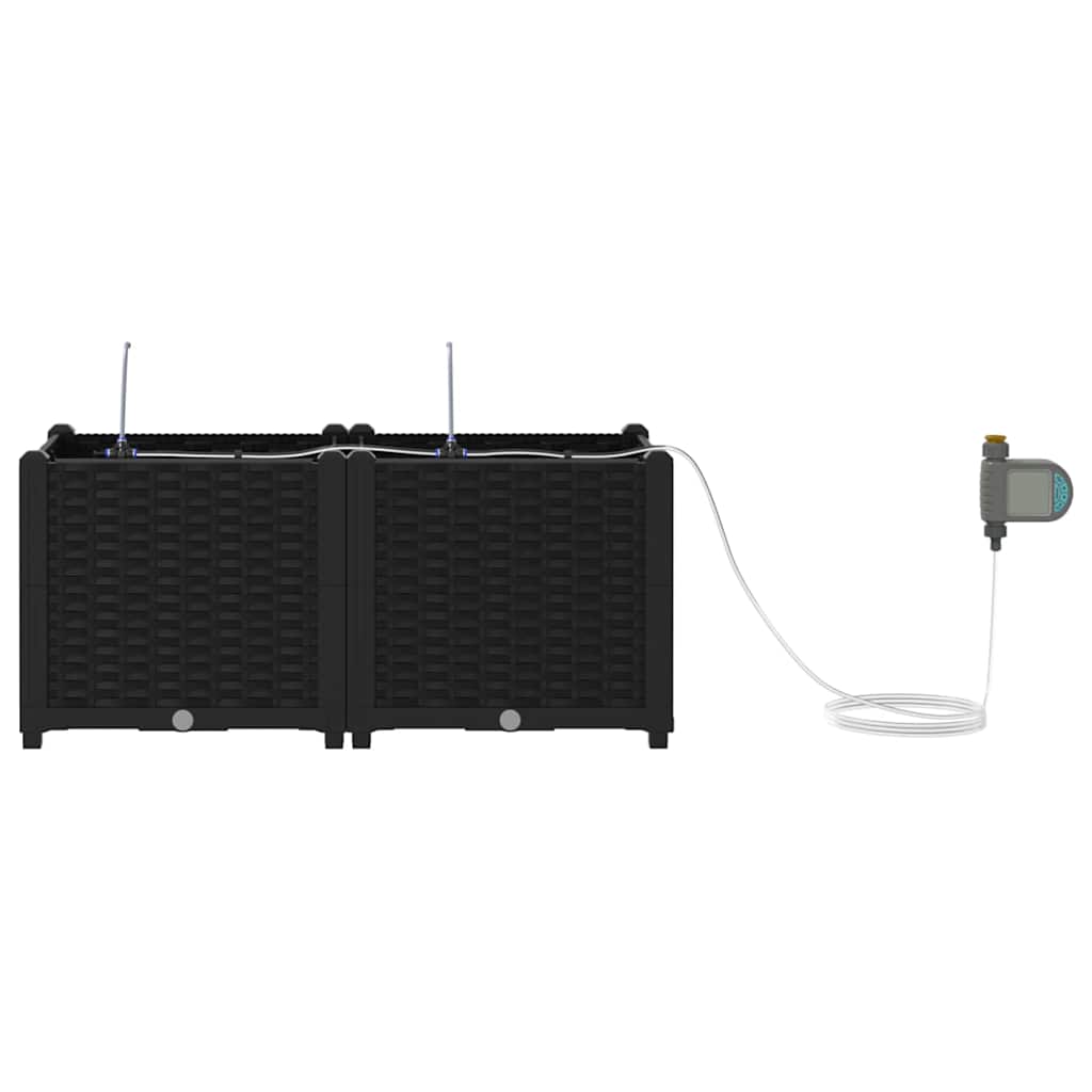 vidaXL Garden Planter 2 pcs Black 80 x 40 x 37.5 cm PP 6