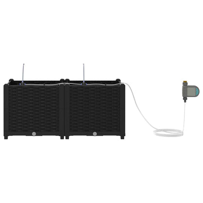vidaXL Garden Planter 2 pcs Black 80 x 40 x 37.5 cm PP 6
