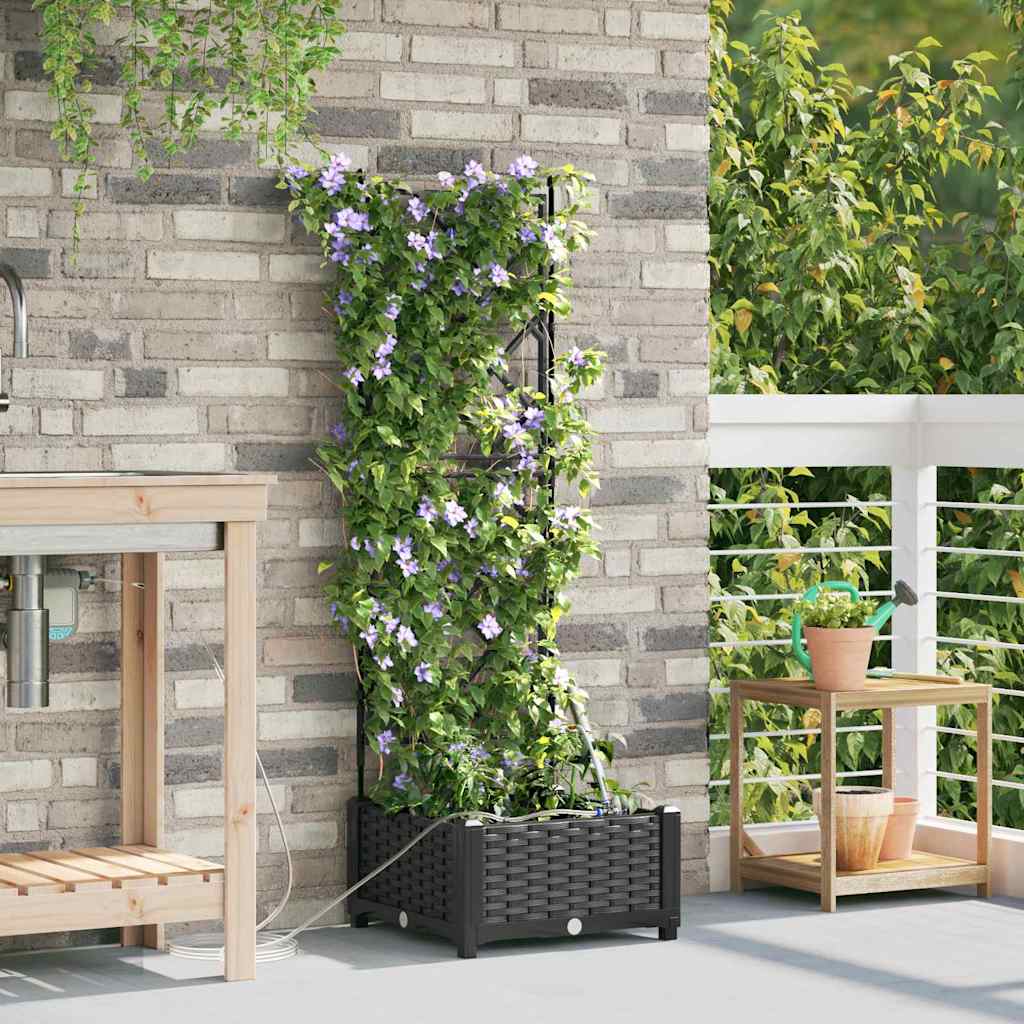 vidaXL Garden Planter Black 40 x 40 x 126 cm PP 1