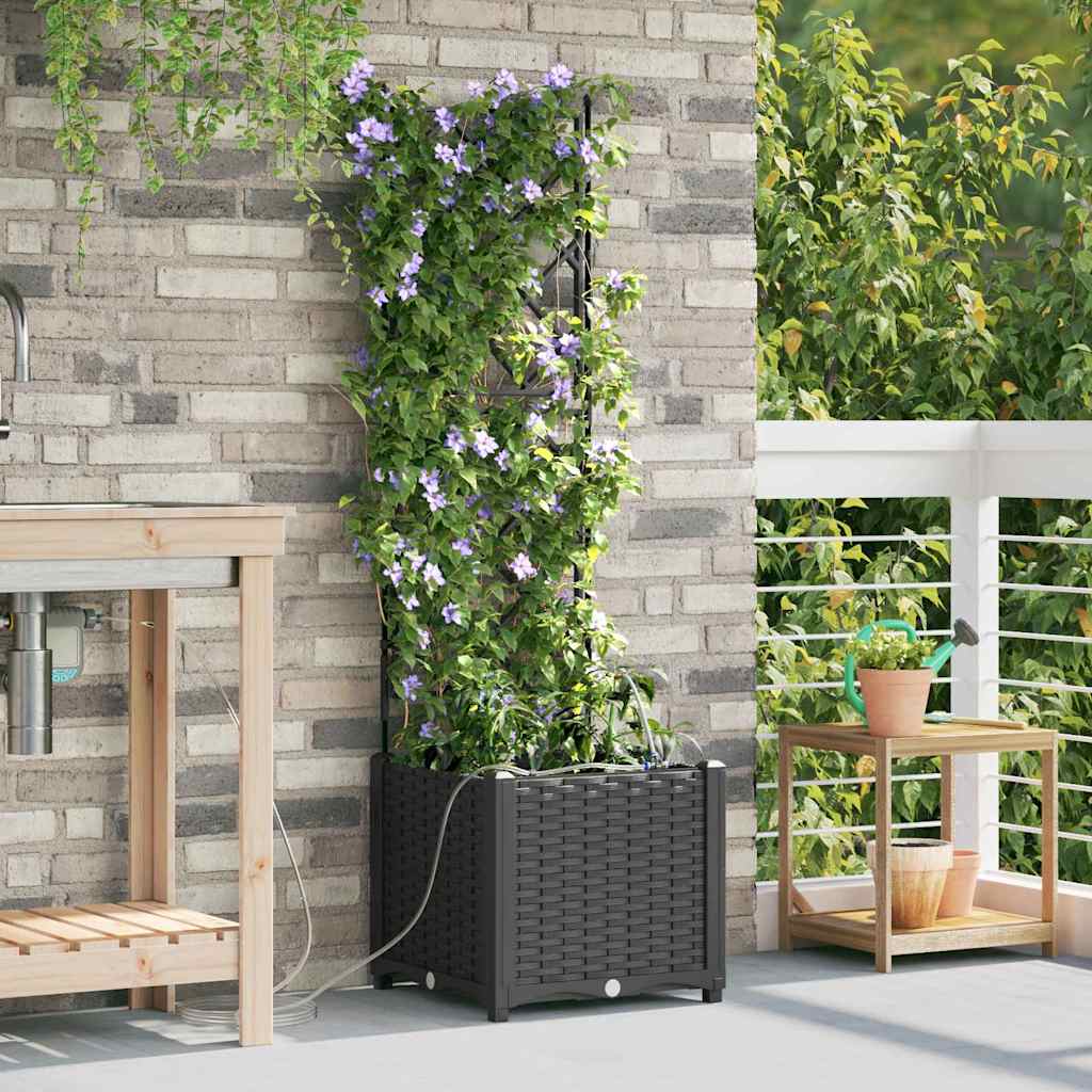 vidaXL Garden Planter Black 40 x 40 x 142 cm PP 1