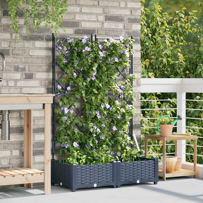 vidaXL Garden Planter 2 pcs Grey 80 x 40 x 125.5 cm PP 3