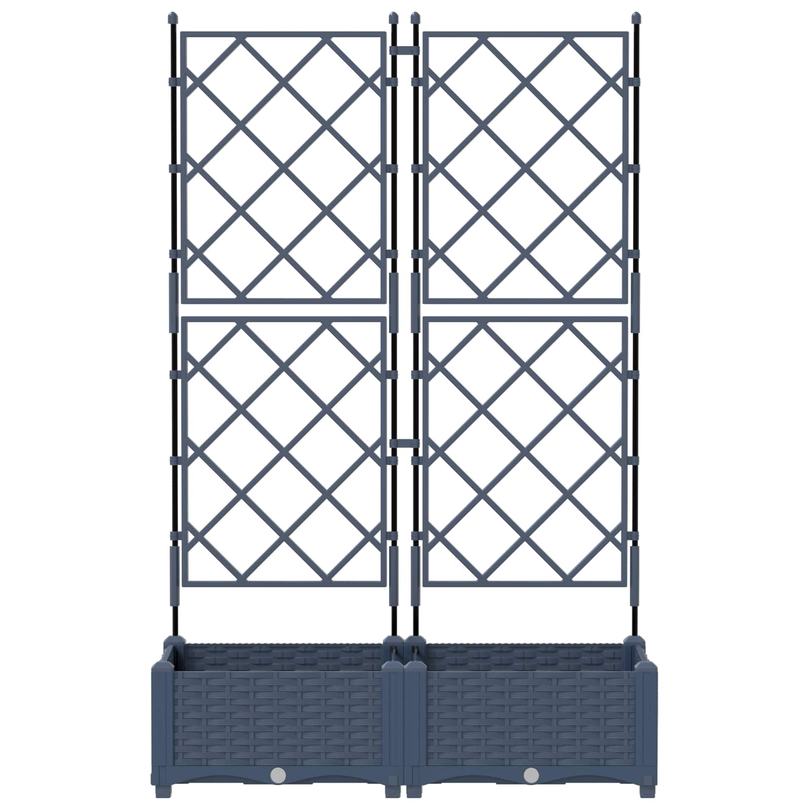 vidaXL Garden Planter 2 pcs Grey 80 x 40 x 125.5 cm PP 4