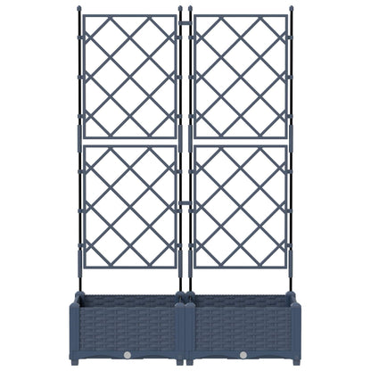 vidaXL Garden Planter 2 pcs Grey 80 x 40 x 125.5 cm PP 4