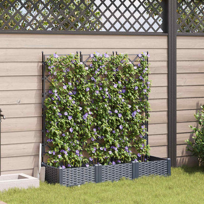 vidaXL Garden Planter 3 pcs Grey 120 x 40 x 125.5 cm PP 1