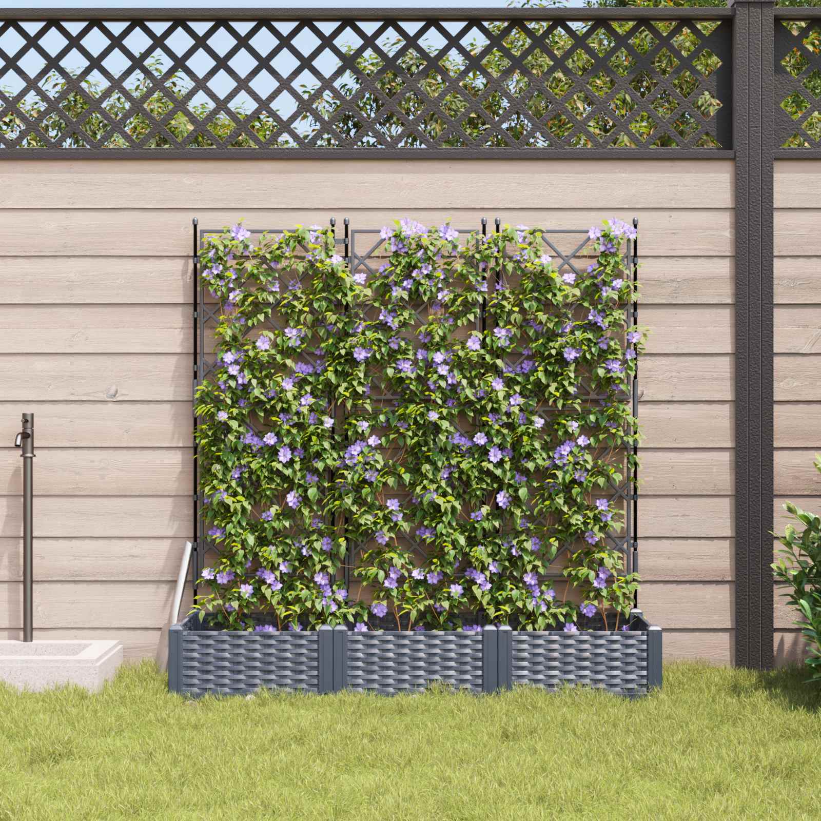 vidaXL Garden Planter 3 pcs Grey 120 x 40 x 125.5 cm PP 3