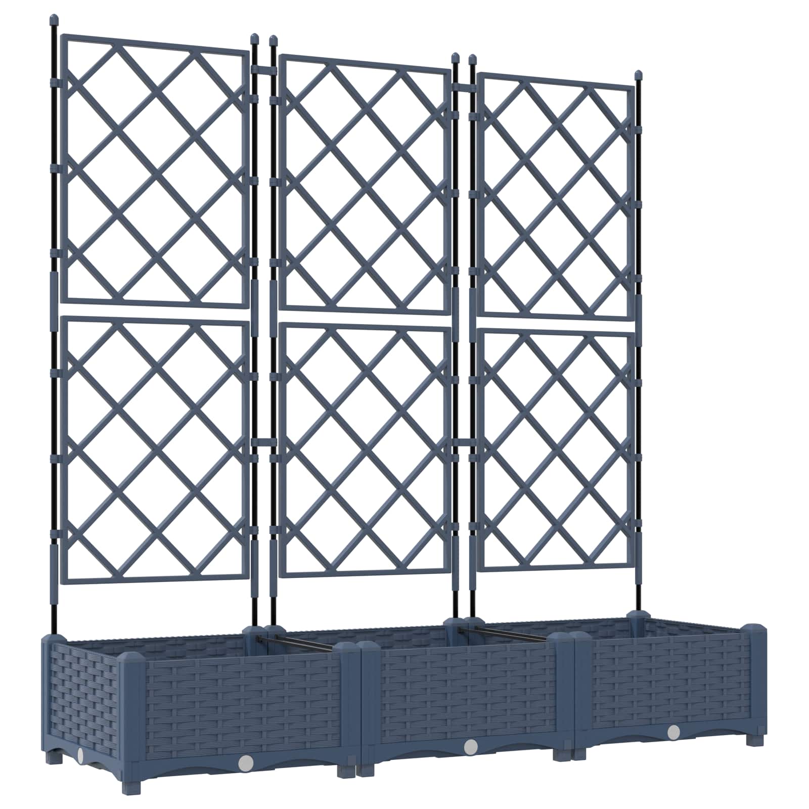 vidaXL Garden Planter 3 pcs Grey 120 x 40 x 125.5 cm PP 2
