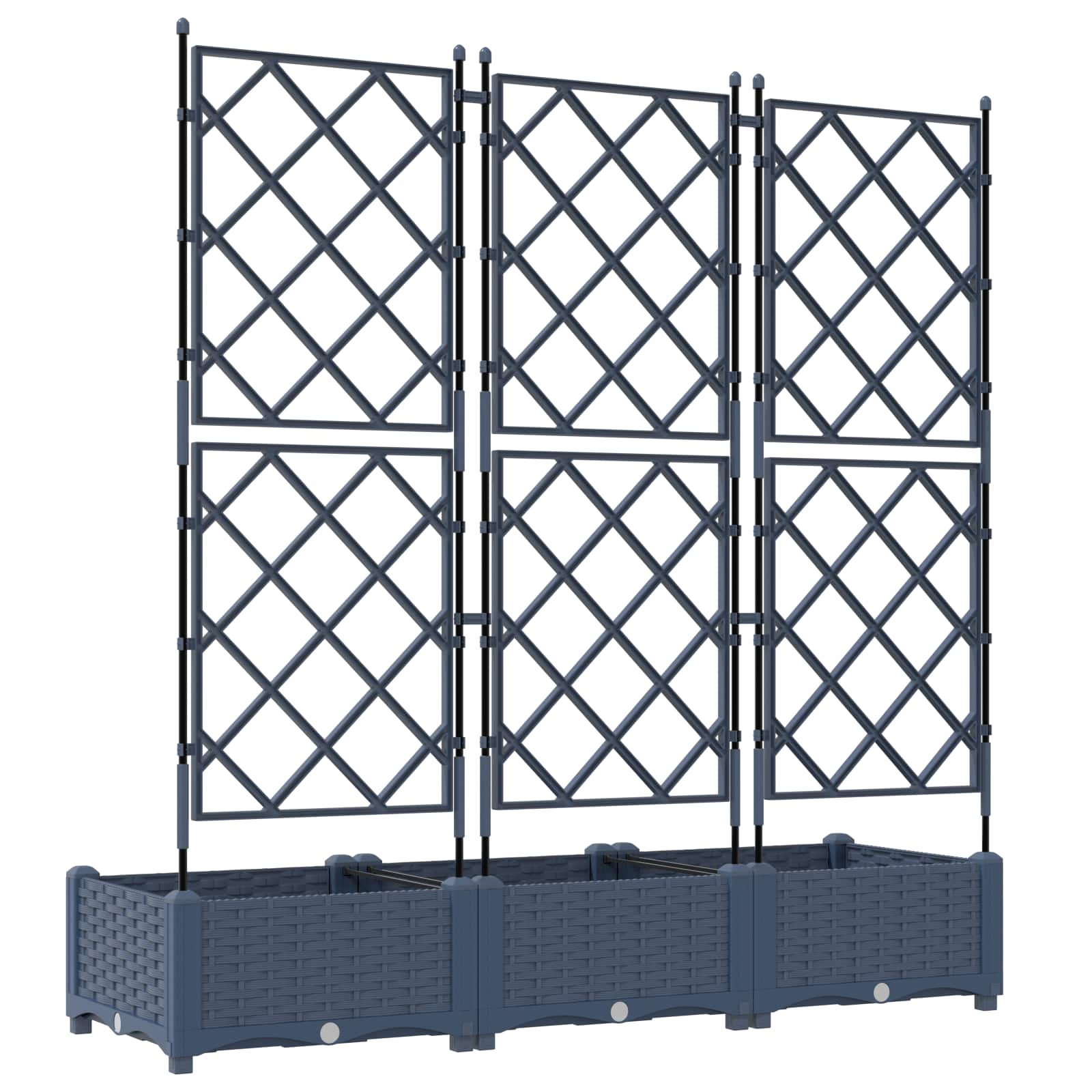 vidaXL Garden Planter 3 pcs Grey 120 x 40 x 125.5 cm PP 6