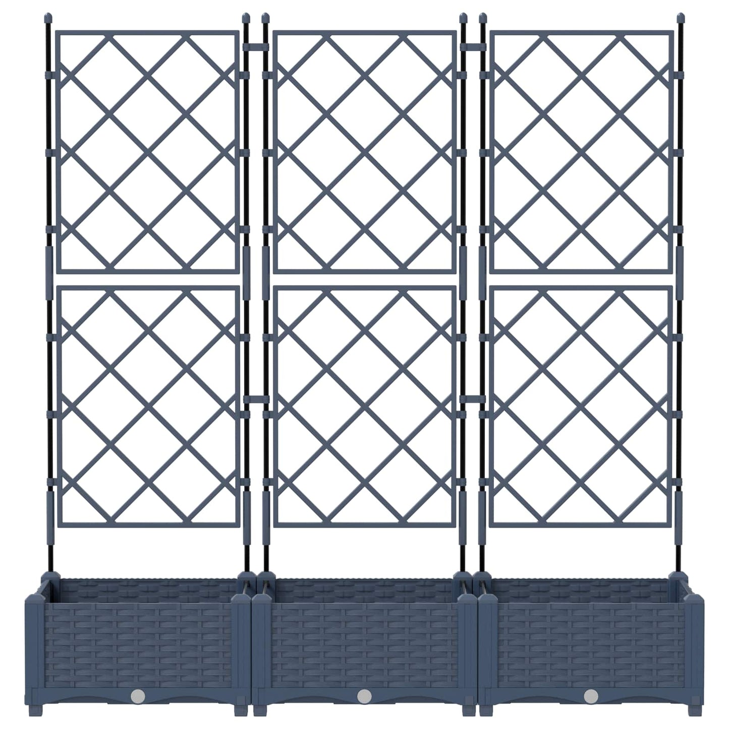vidaXL Garden Planter 3 pcs Grey 120 x 40 x 125.5 cm PP 4