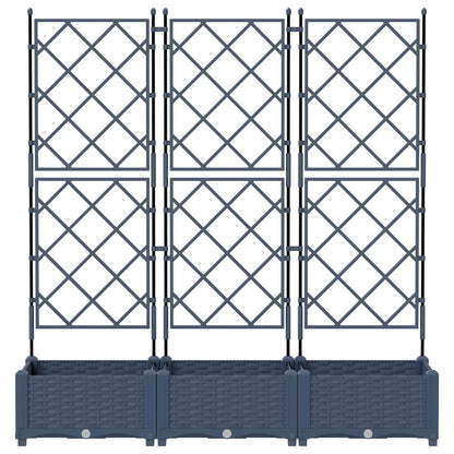 vidaXL Garden Planter 3 pcs Grey 120 x 40 x 125.5 cm PP 4