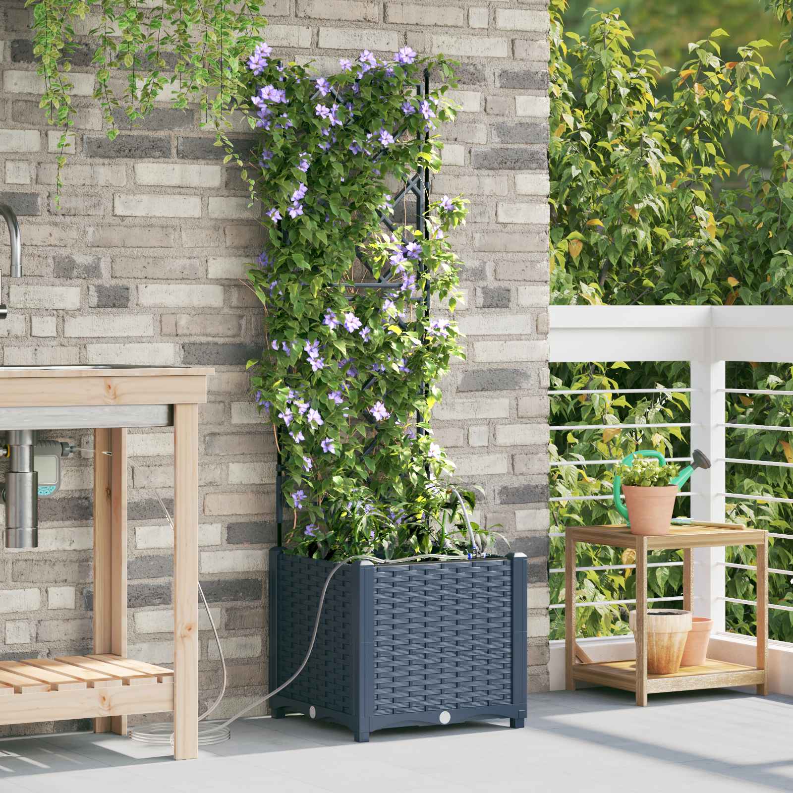 vidaXL Garden Planter Grey 40 x 40 x 142 cm PP 1