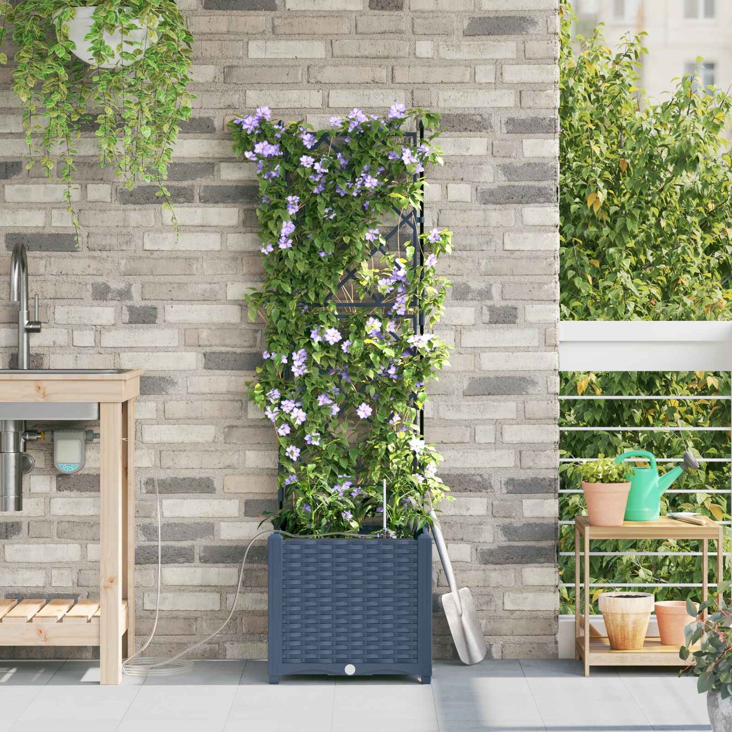 vidaXL Garden Planter Grey 40 x 40 x 142 cm PP 3