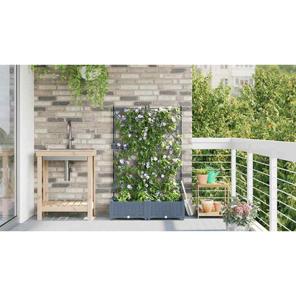 vidaXL Garden Planter 2 pcs LiGht Grey 80 x 40 x 125.5 cm PP 4