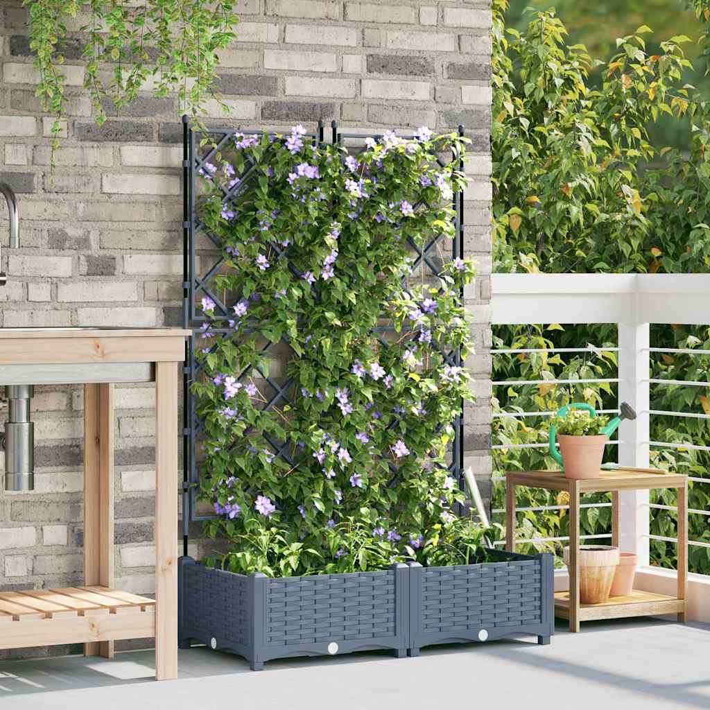 vidaXL Garden Planter 2 pcs LiGht Grey 80 x 40 x 125.5 cm PP 3