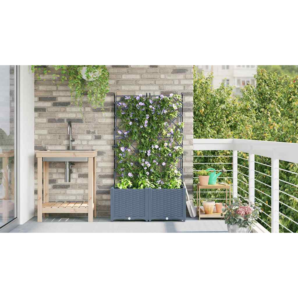 vidaXL Garden Planter 2 pcs LiGht Grey 80 x 40 x 143 cm PP 4