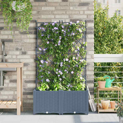 vidaXL Garden Planter 2 pcs LiGht Grey 80 x 40 x 143 cm PP 1