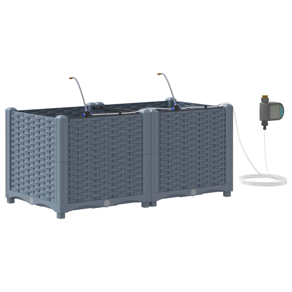 vidaXL Garden Planter 2 pcs LiGht Grey 80 x 40 x 37.5 cm PP 2