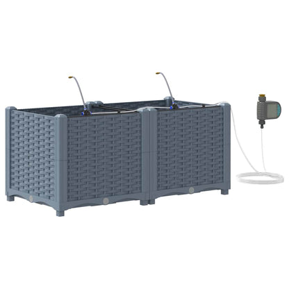 vidaXL Garden Planter 2 pcs LiGht Grey 80 x 40 x 37.5 cm PP 2