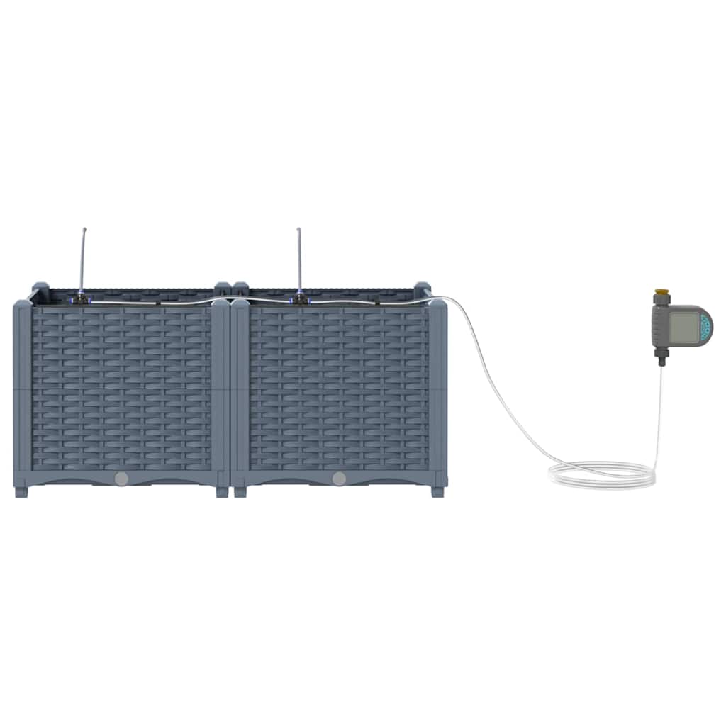 vidaXL Garden Planter 2 pcs LiGht Grey 80 x 40 x 37.5 cm PP 6