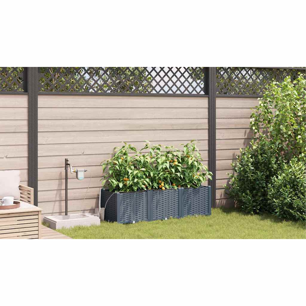 vidaXL Garden Planter 3 pcs LiGht Grey 120 x 40 x 37.5 cm PP 4