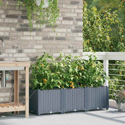 vidaXL Garden Planter 3 pcs LiGht Grey 120 x 40 x 37.5 cm PP 3