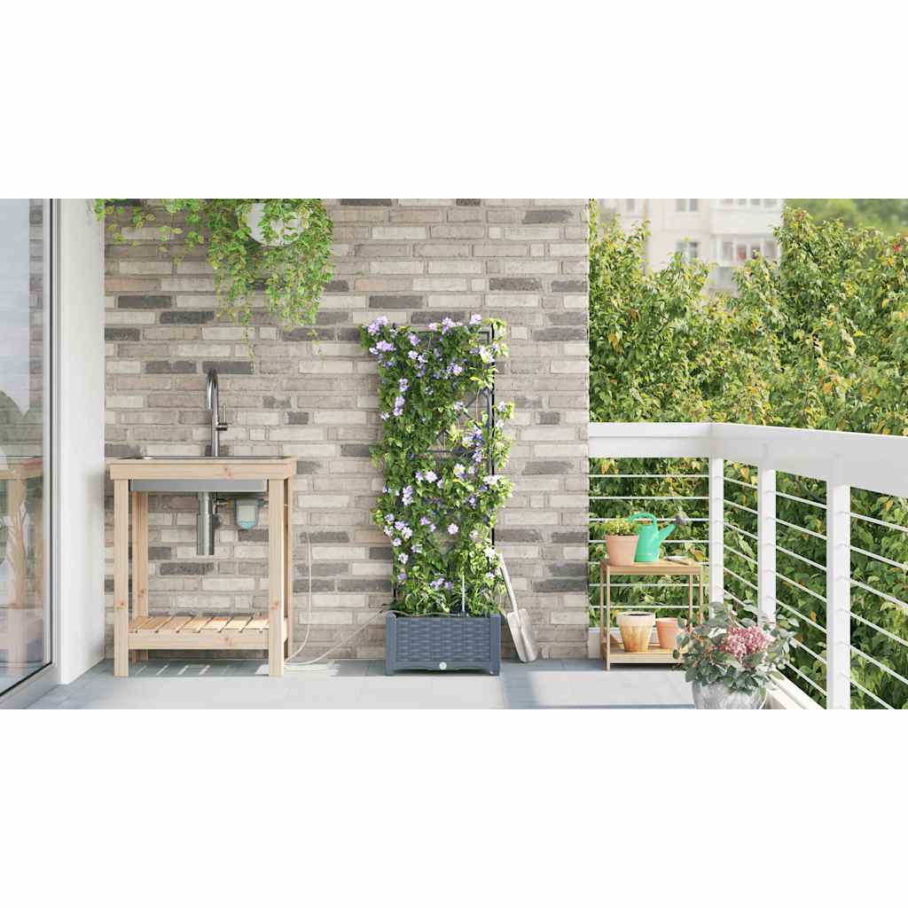 vidaXL Garden Planter LiGht Grey 40 x 40 x 126 cm PP 4