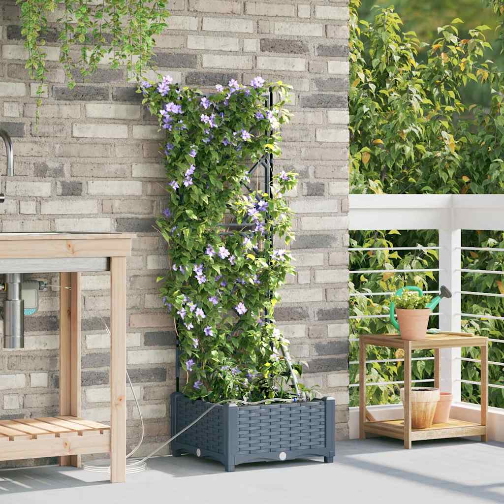 vidaXL Garden Planter LiGht Grey 40 x 40 x 126 cm PP 1