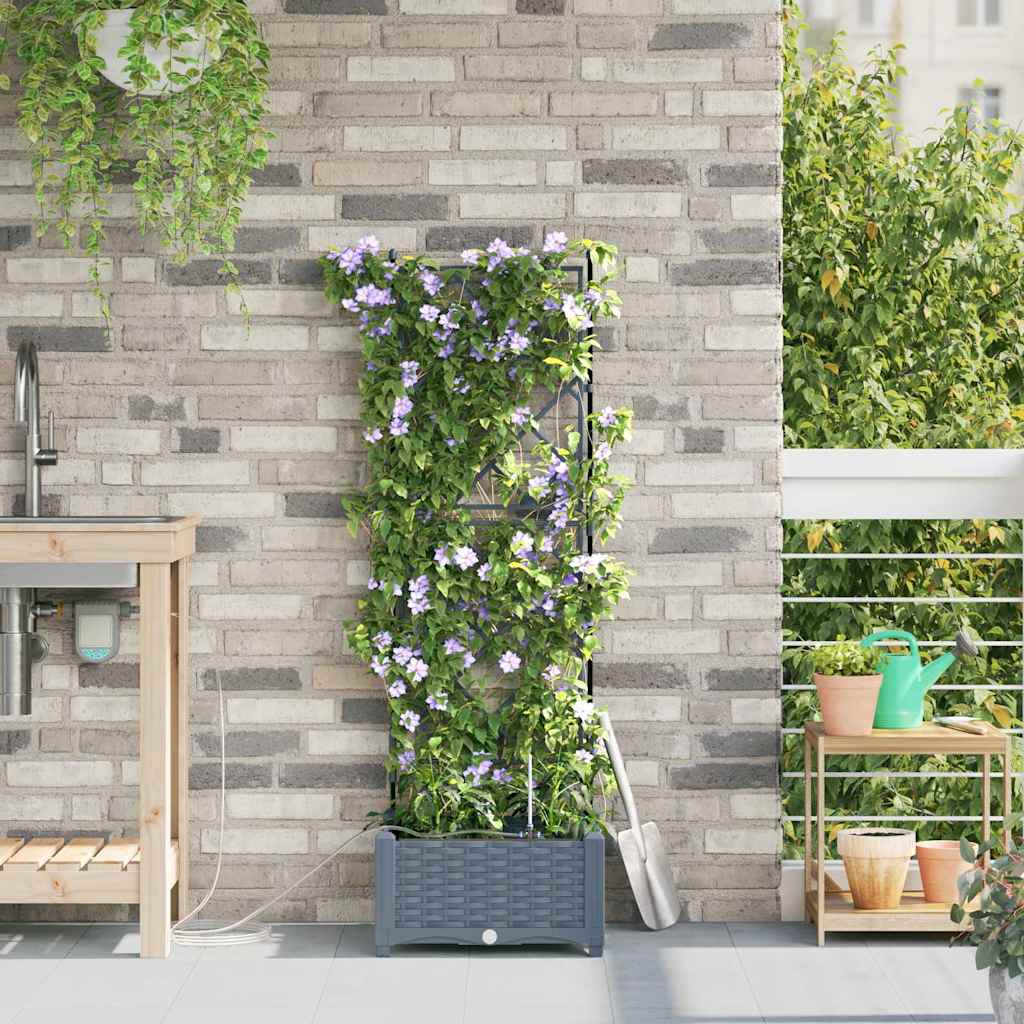 vidaXL Garden Planter LiGht Grey 40 x 40 x 126 cm PP 3