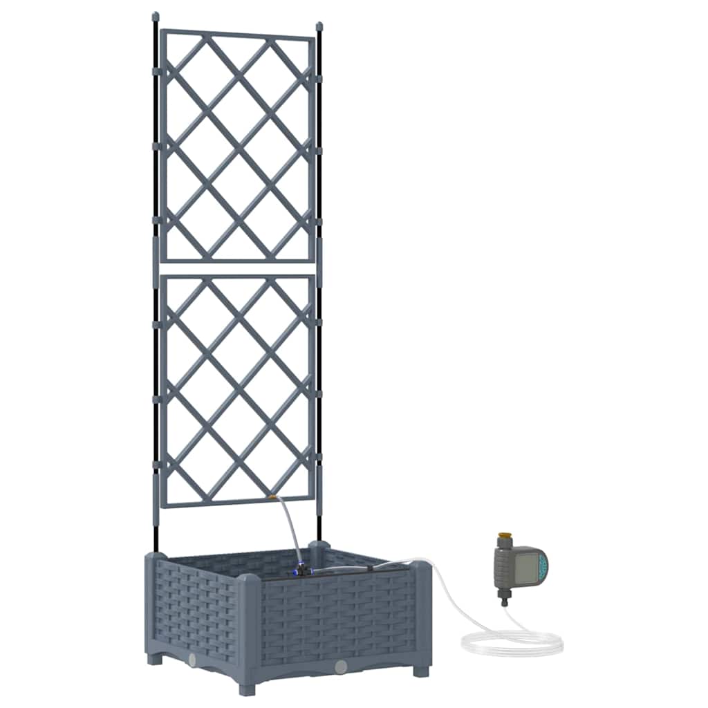 vidaXL Garden Planter LiGht Grey 40 x 40 x 126 cm PP 2