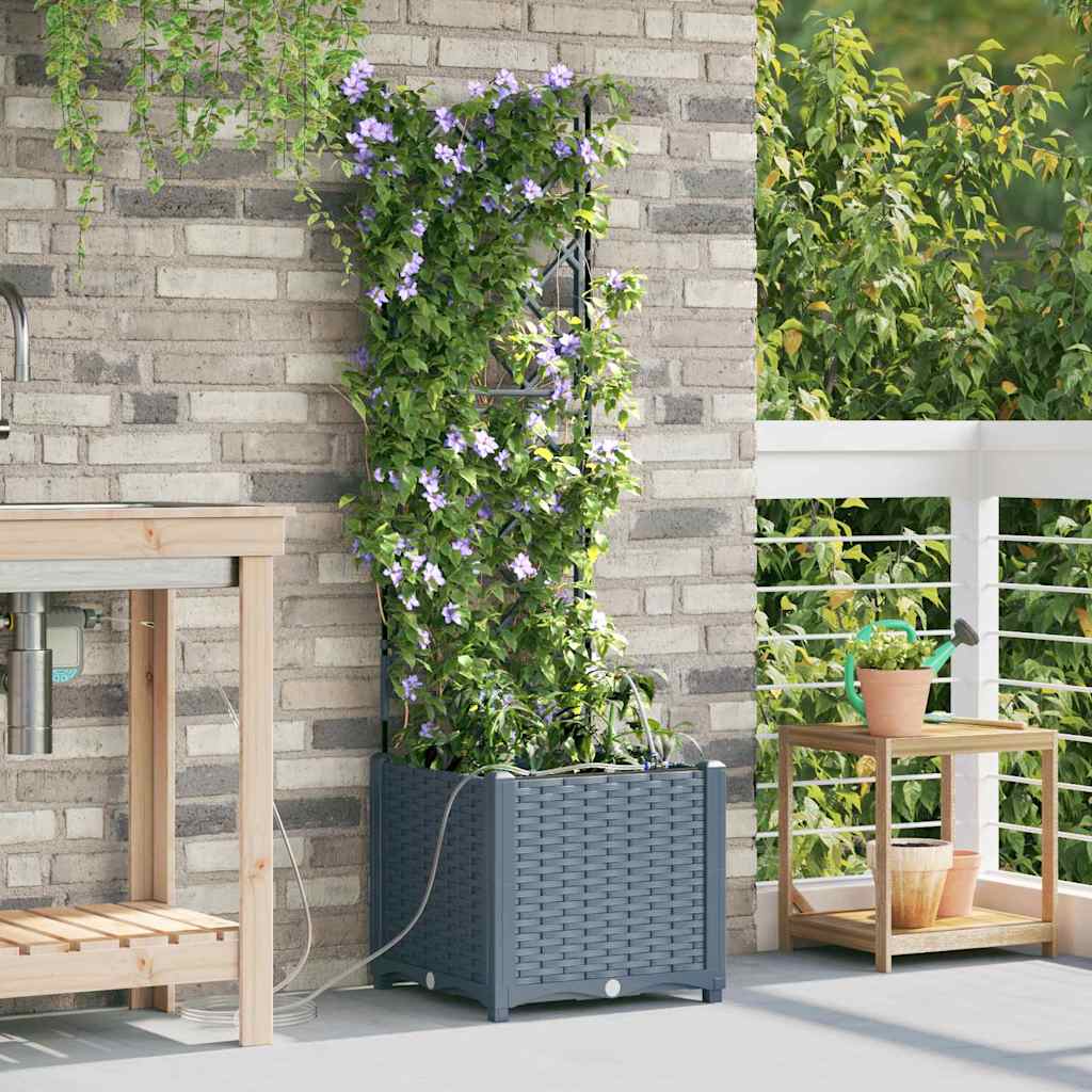 vidaXL Garden Planter 2 pcs LiGht Grey 40 x 40 x 142 cm PP 1