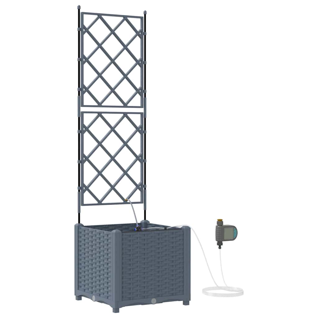 vidaXL Garden Planter 2 pcs LiGht Grey 40 x 40 x 142 cm PP 2