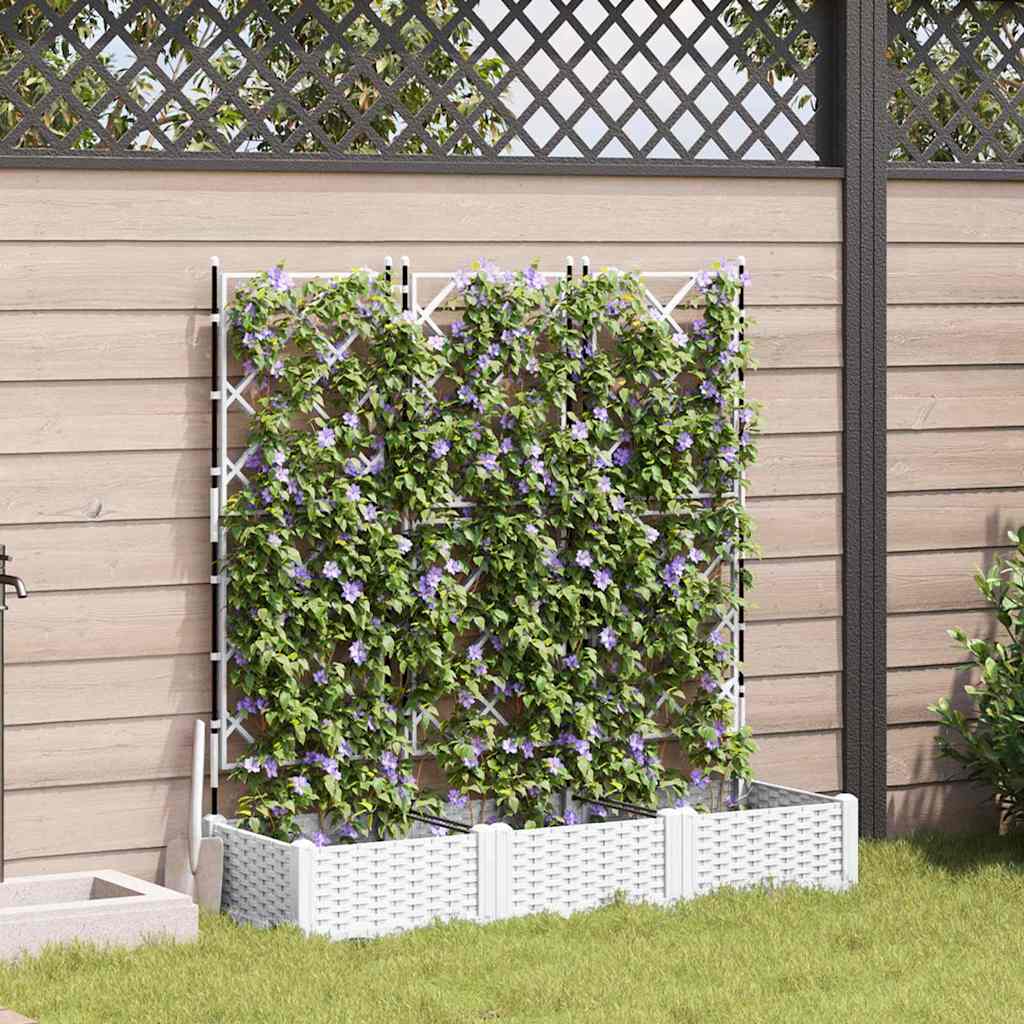 vidaXL Garden Planter 3 pcs White 120 x 40 x 125.5 cm PP 1