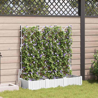 vidaXL Garden Planter 3 pcs White 120 x 40 x 125.5 cm PP 1