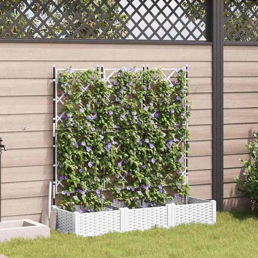 vidaXL Garden Planter 3 pcs White 120 x 40 x 125.5 cm PP 1