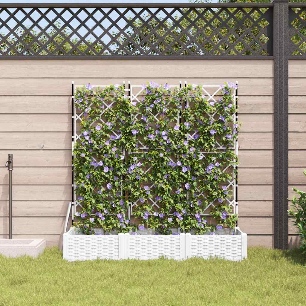 vidaXL Garden Planter 3 pcs White 120 x 40 x 125.5 cm PP 3