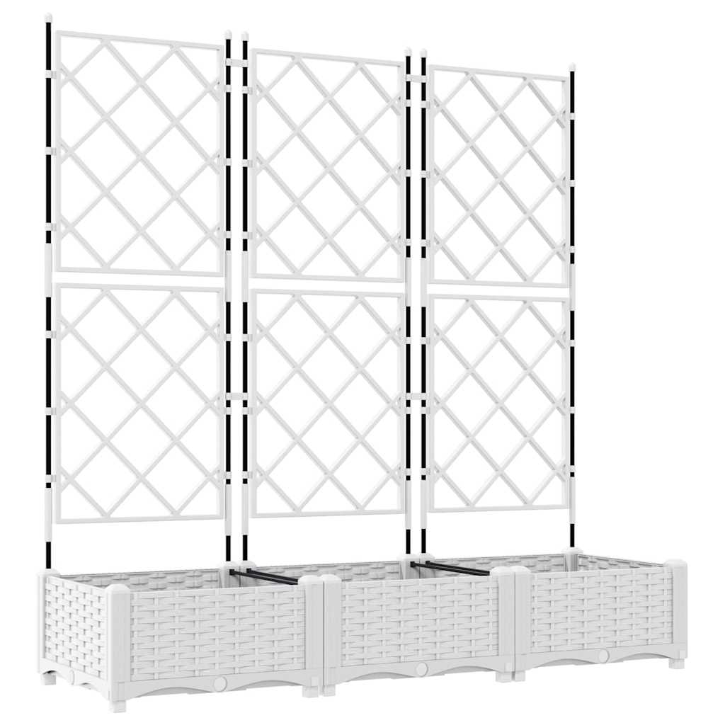 vidaXL Garden Planter 3 pcs White 120 x 40 x 125.5 cm PP 2