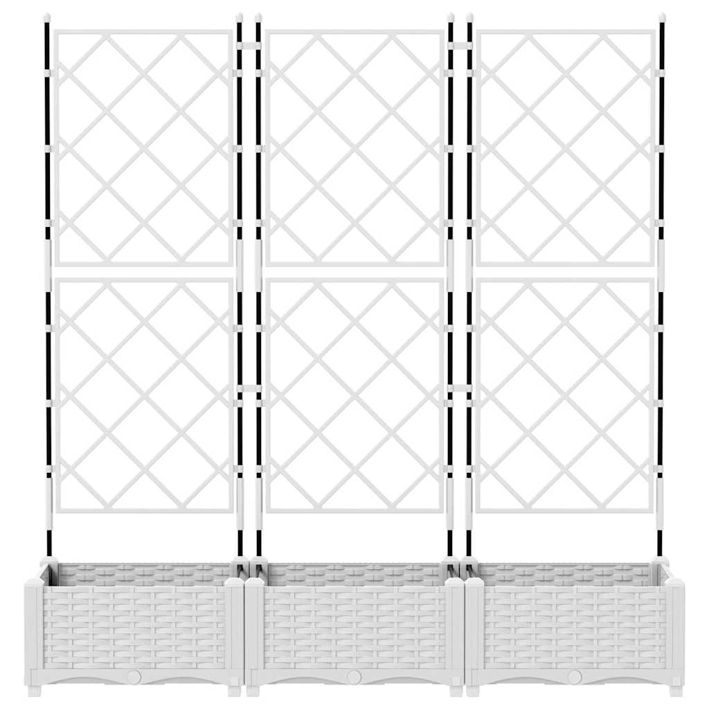 vidaXL Garden Planter 3 pcs White 120 x 40 x 125.5 cm PP 4