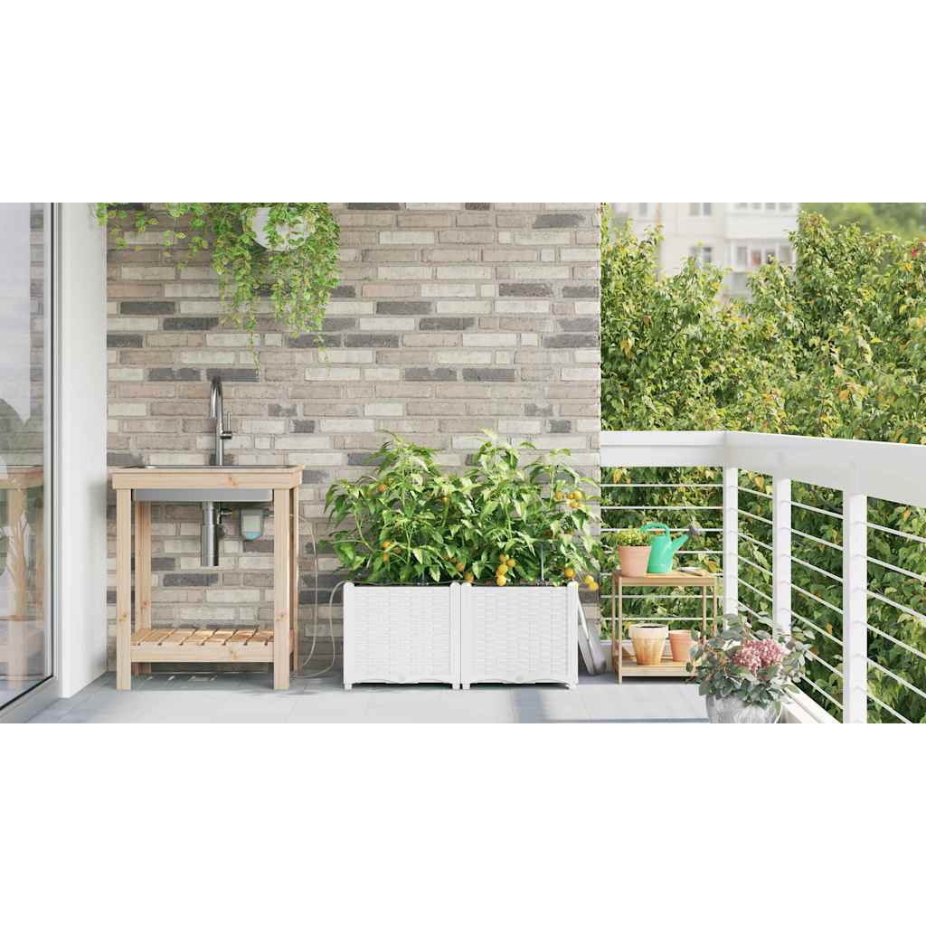 vidaXL Garden Planter 2 pcs White 80 x 40 x 37.5 cm PP 4