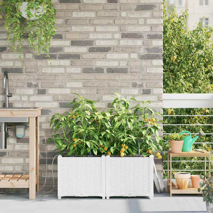 vidaXL Garden Planter 2 pcs White 80 x 40 x 37.5 cm PP 1