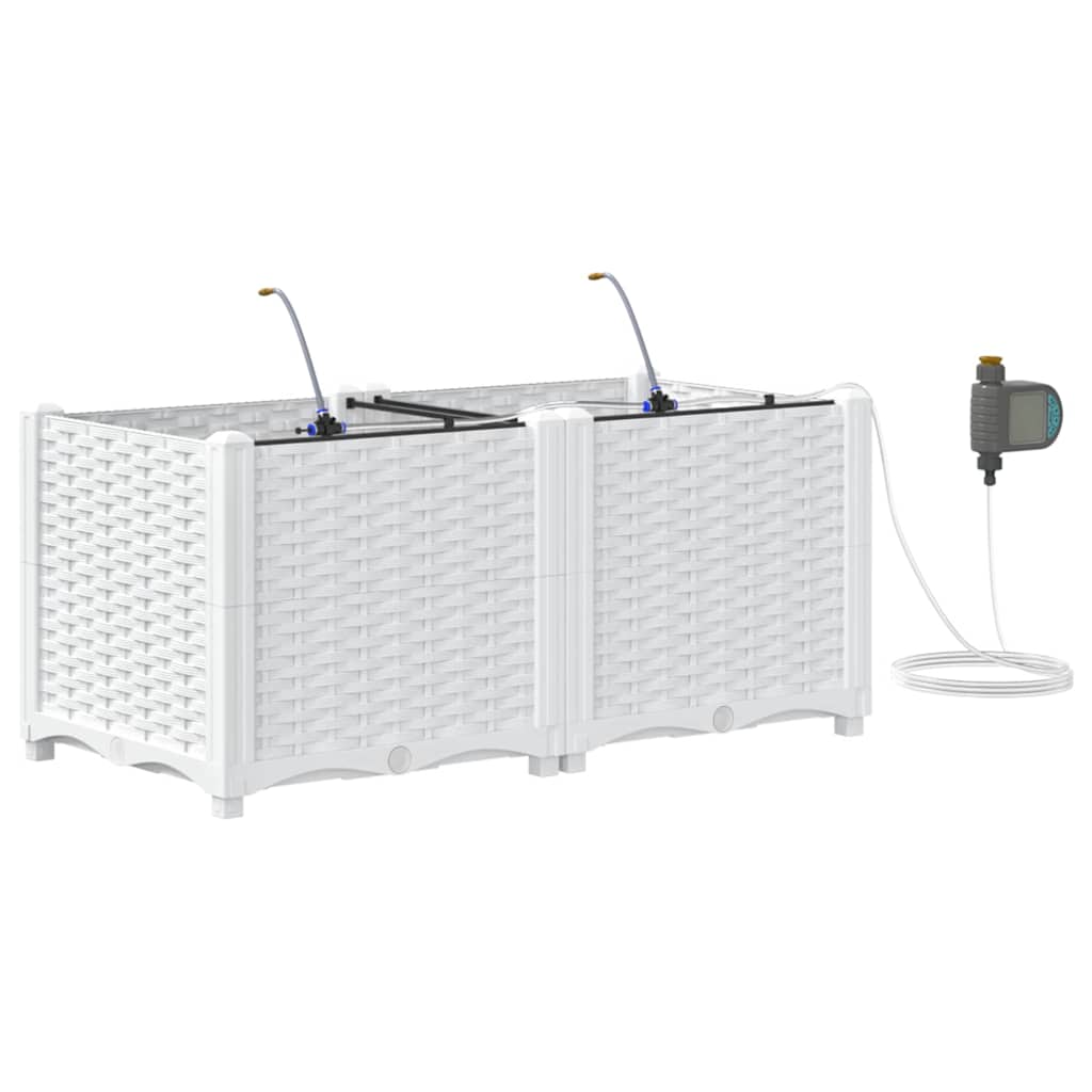 vidaXL Garden Planter 2 pcs White 80 x 40 x 37.5 cm PP 2